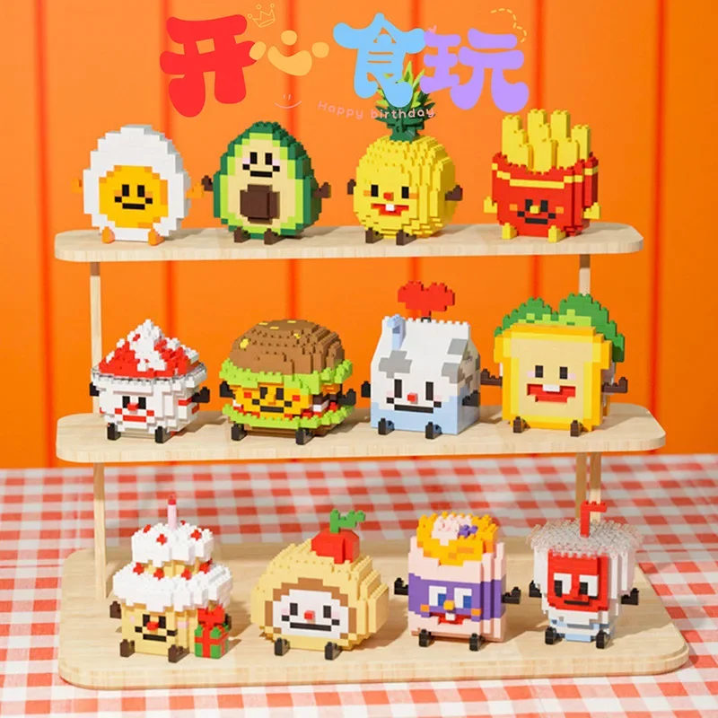 

Cute Various Cartoon FoodDelicious Food Assemble Building Blocks Image Building blocks Assemble Toys Kids Birthday Gifts