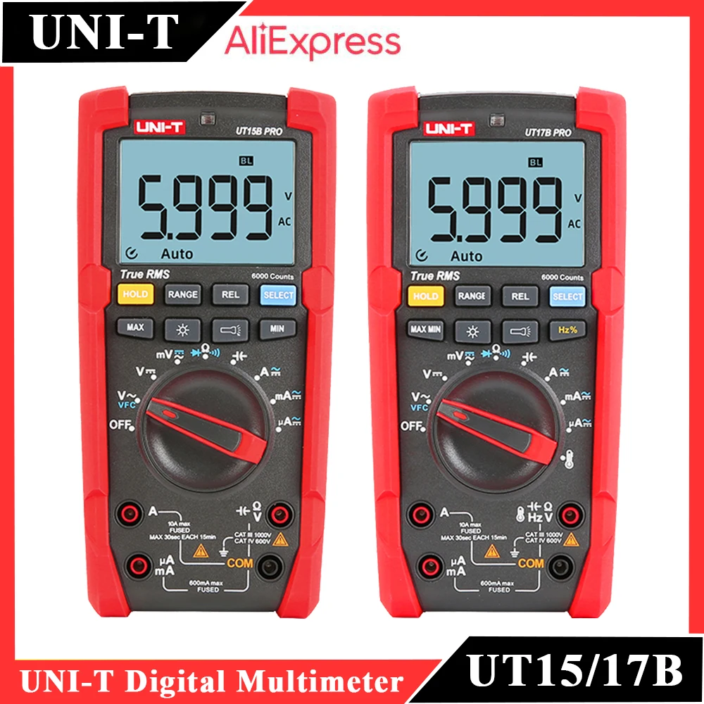 UNI-T multimetro digitale professionale True RMS UT17B UT15B PRO Tester di  tensione Display cifre VFC condensatore resistore Meter - AliExpress