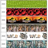 DHK 50yards Dinosaur Cartoon Printed Grosgrain Ribbon Accessories Material Headwear Decoration DIY Sewing Craft S2370