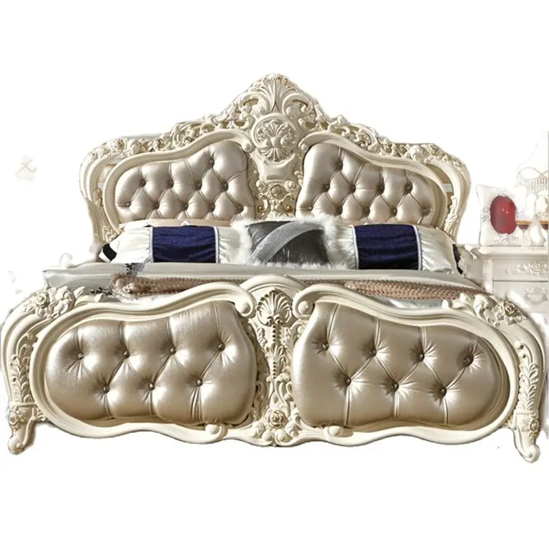

solid wood bed 2 people Fashion European French Carved bedside 1.8 m bed 2415