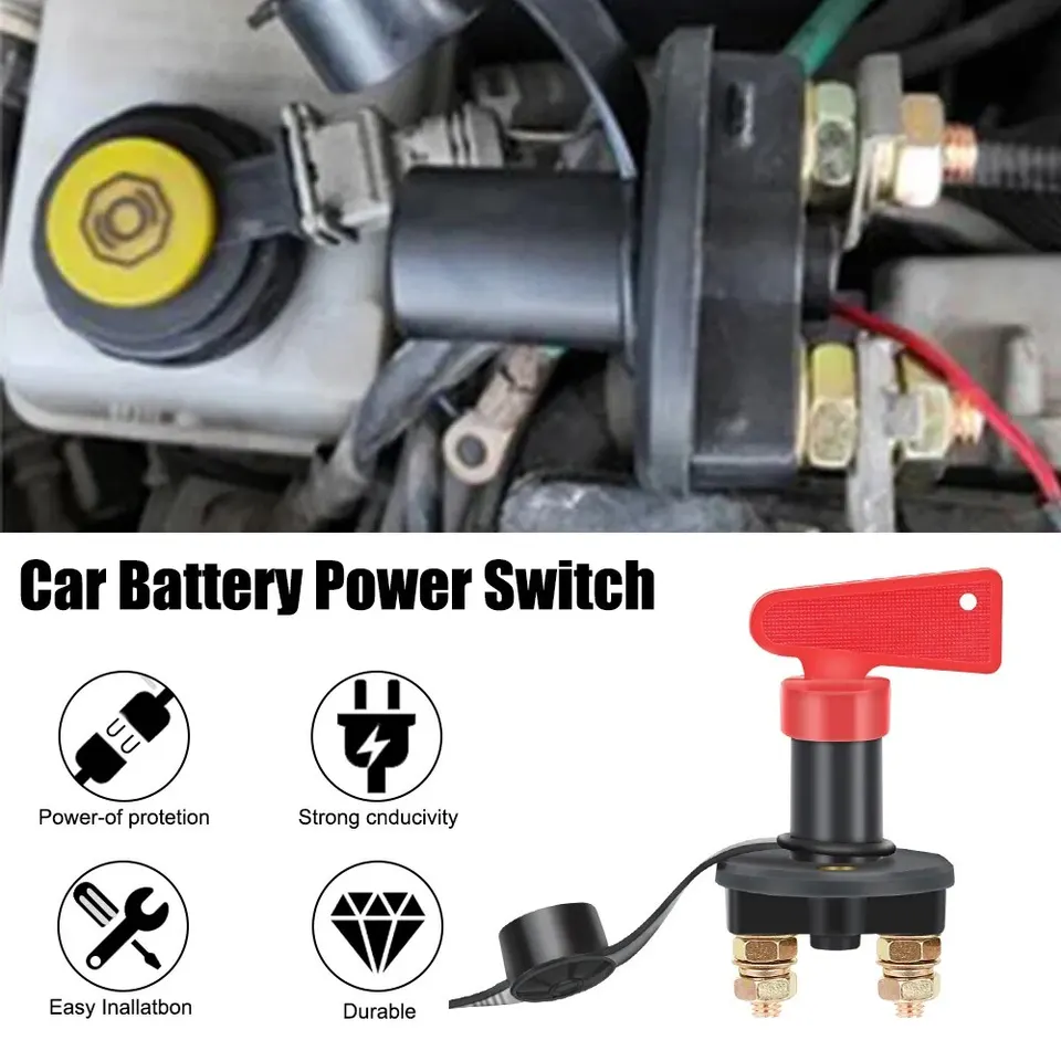 Universal Car Battery Disconnect Isolator Cut Off Switch,12-24V Battery Terminal,Anti-Leakage Switch Power Cutoff Car Parts,Power Cut Off Accessories For Car Truck RV Marine Boat ATV Motorcycle