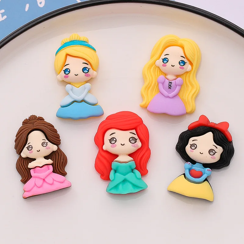 

10 Pcs New Cute Mini Cartoon Princess Flat Back Resin Cabochons Scrapbook Diy Children's Hair Accessories Craft A73