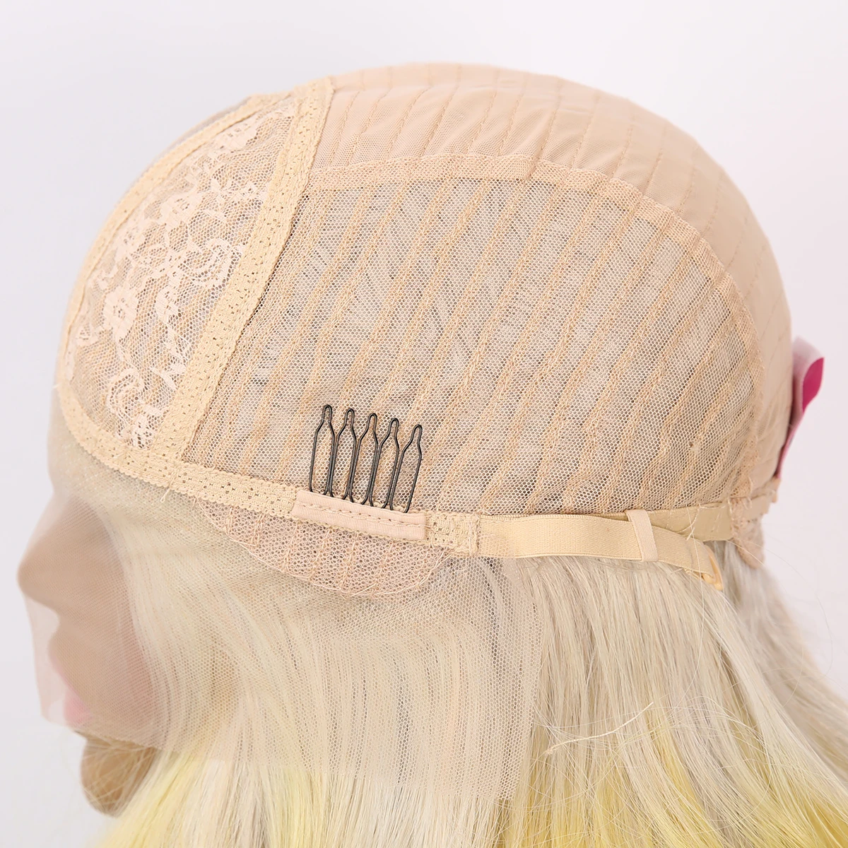 13 * 5 * 1 Lace Wig Women's Anime Gradient Wig 26 inch Fashion Star Same Rainbow Gradient Stained Curly Hair Forehead