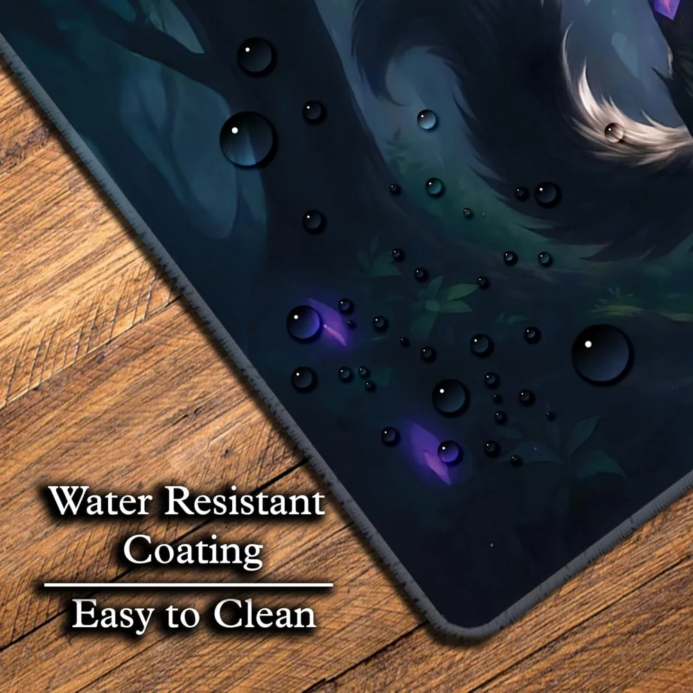 Anime Cat Warlock Playmat  24x14 TCG Mats for The Magic Gathering Commander Non-Slip Stitched Play Mat for MTG Cards & Decks - 5