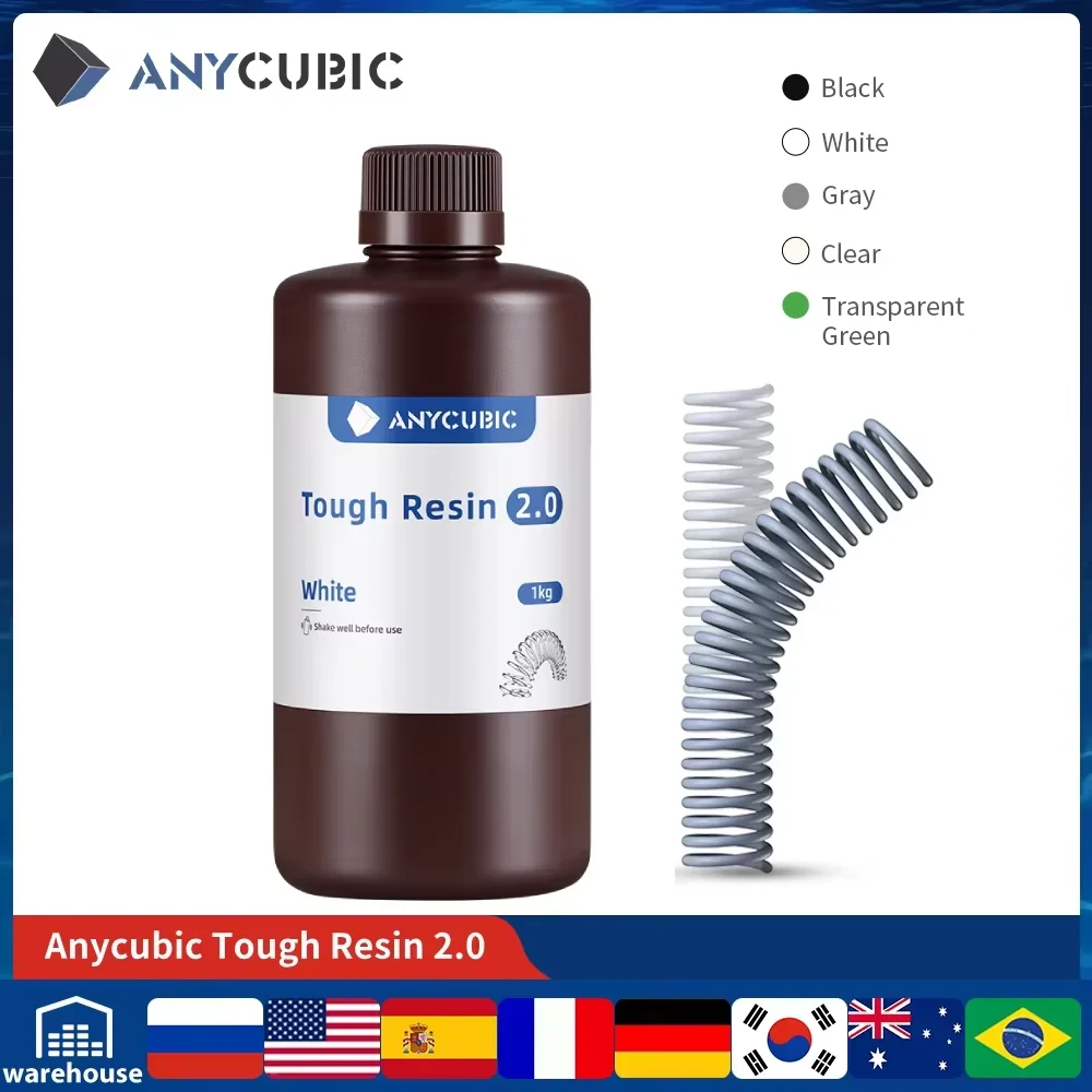 ANYCUBIC Flexibles robustes Harz 2,0 405 nm UV-Harz Hohe Zähigkeit Hohe Steifigkeit 3D-Drucker-Druckmaterialien für Photon Mono