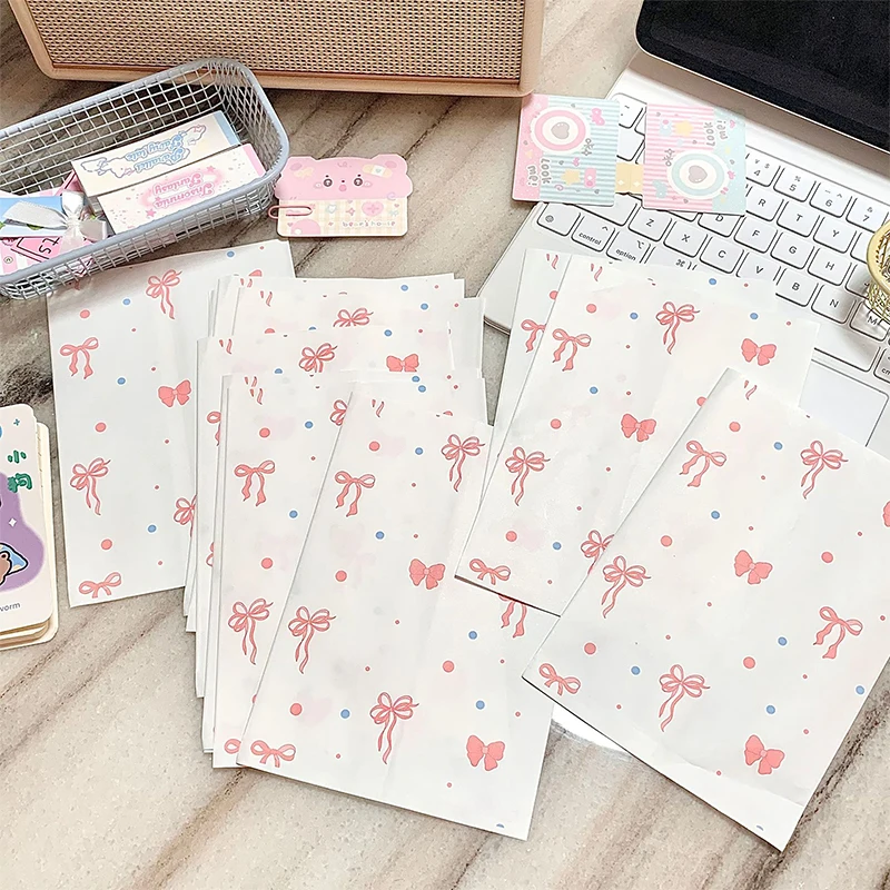 50 Stück rosa Papiertüten mit Schleife und Herz, 12 x 17 cm, niedliche Fotokarten, Schmuckverpackung für handgefertigte Bastelarbeiten, Geschenkverpackungen, Aufbewahrungsbeutel – Detail 4