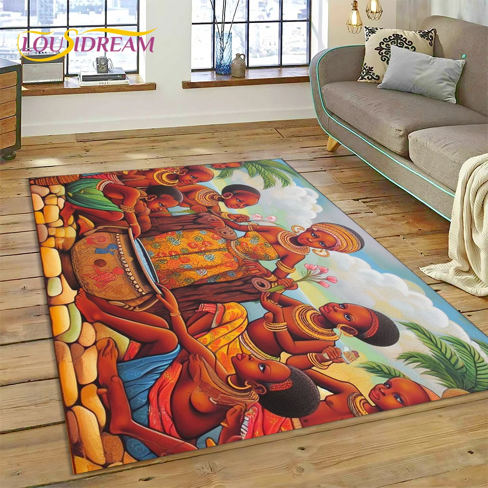 Cartoon Africa Ethiopian Custom Painting Art Carpet Rug for Bedroom ...