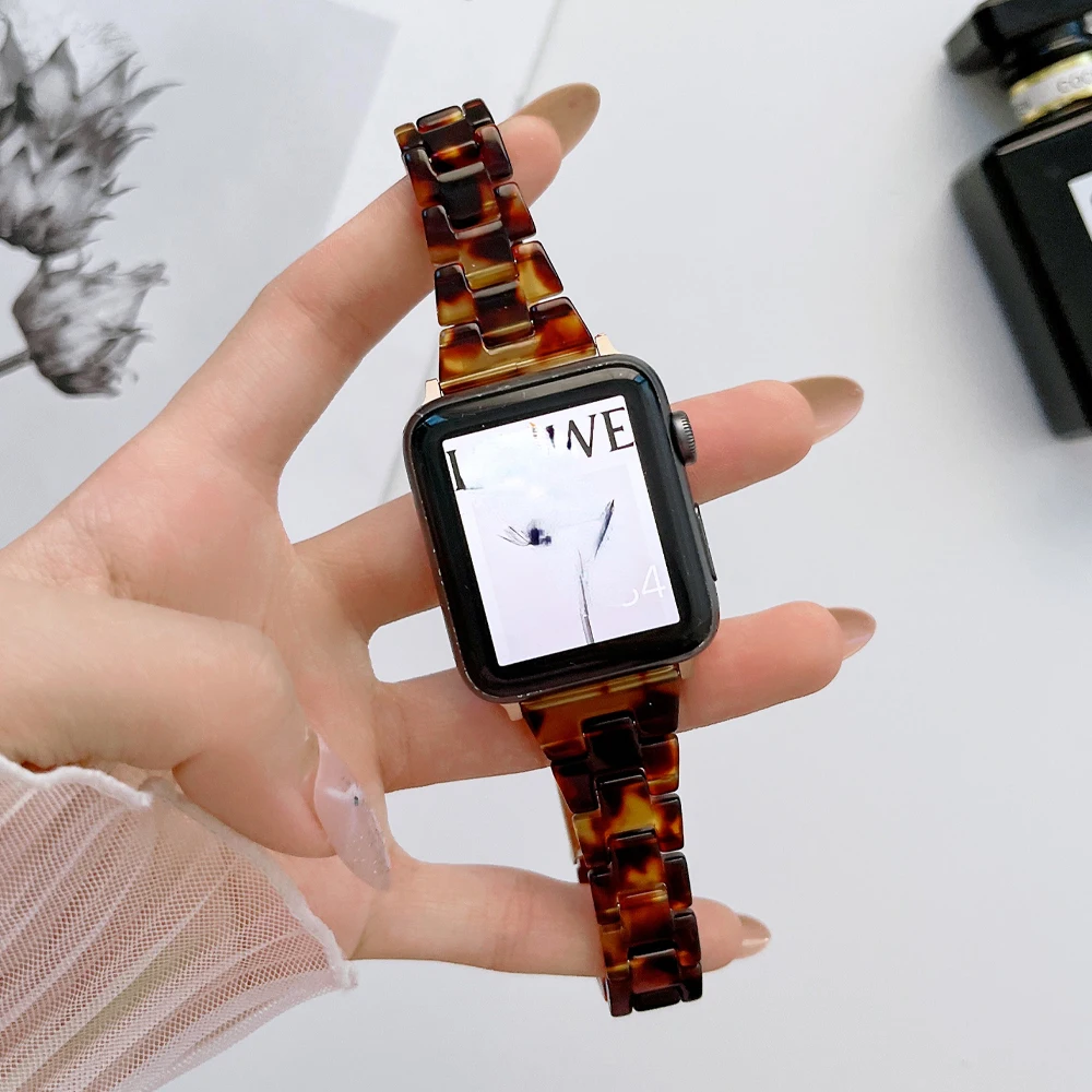 

Slim Resin Strap For iWatch Series Band Ultra 49mm 41 45mm 38 40mm 44 42mm Women Bracelet For Apple Watch 7 6 5 4 3 2 SE correa