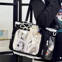 Japanese Sweet Women Ribbon Ita Bag Fashion Large Capacity Tote Bag Aesthetic Shoulder Bag Cute Lolita Girl Transparent Handbags - Image 3