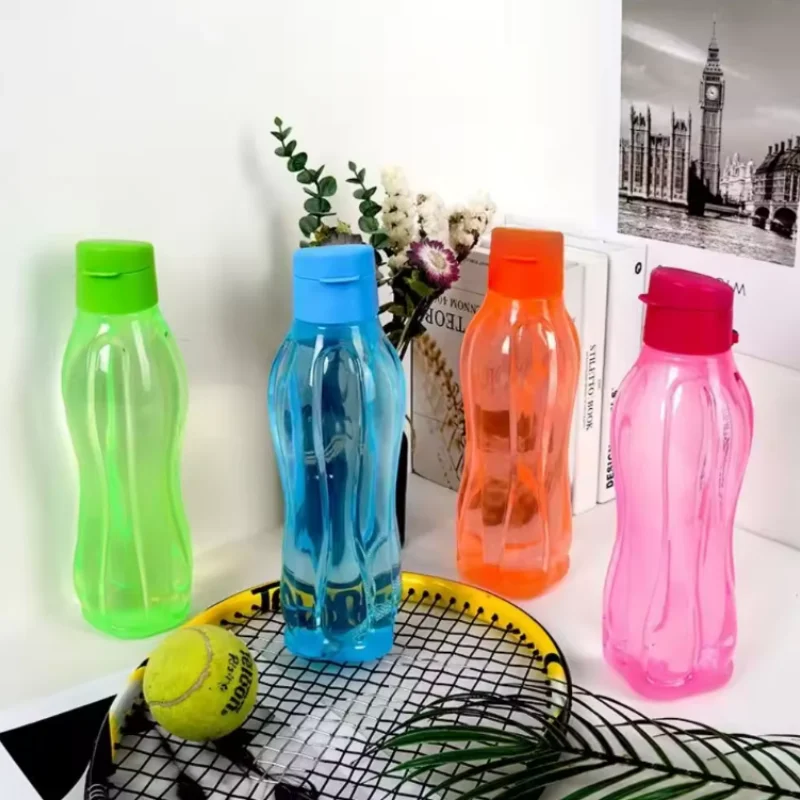 800/1100ML Plastic Water Bottle Large Capacity Leak Proof Flip Top Drink Bottle with Handle Strap Lightweight Travel Kettle