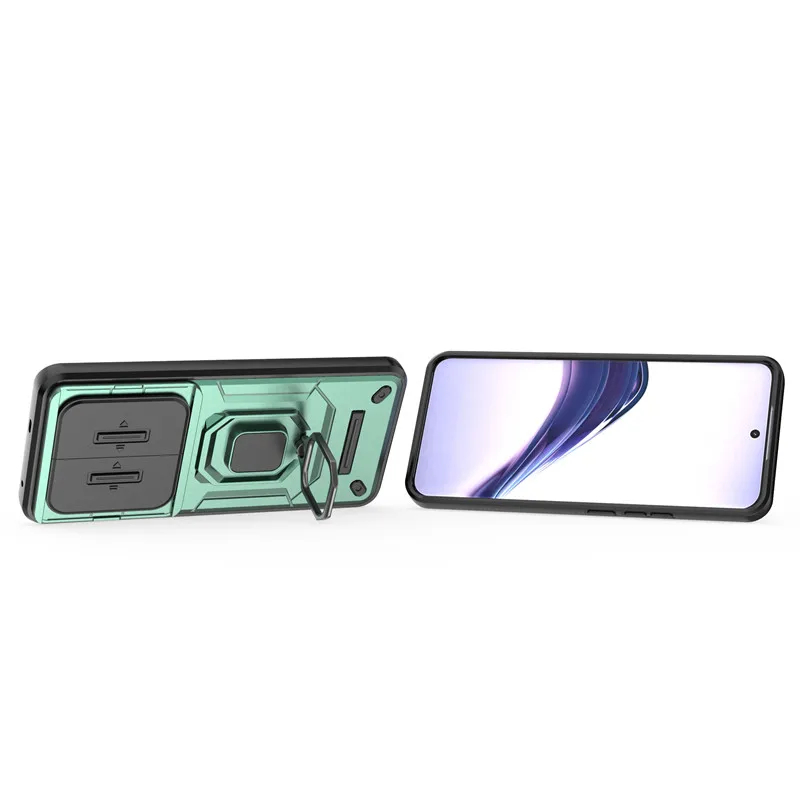 Enhanced Protective Phone Case with Slide Camera Protector and Ring Holder