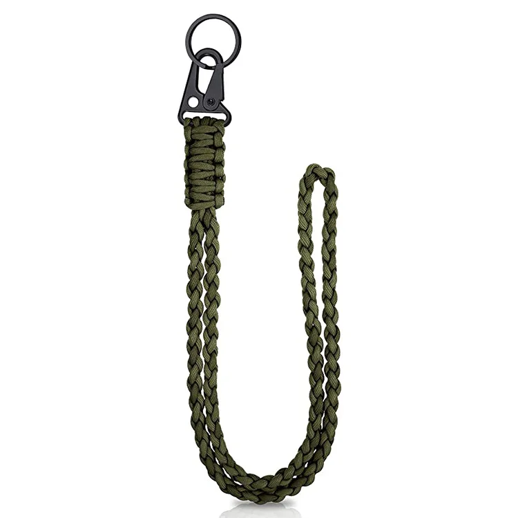 Cordino In Paracord Resistente - Portachiavi Da Collo Per Chiavi, Badge, Fotocamera, 55 Cm, Nero - Foto 2