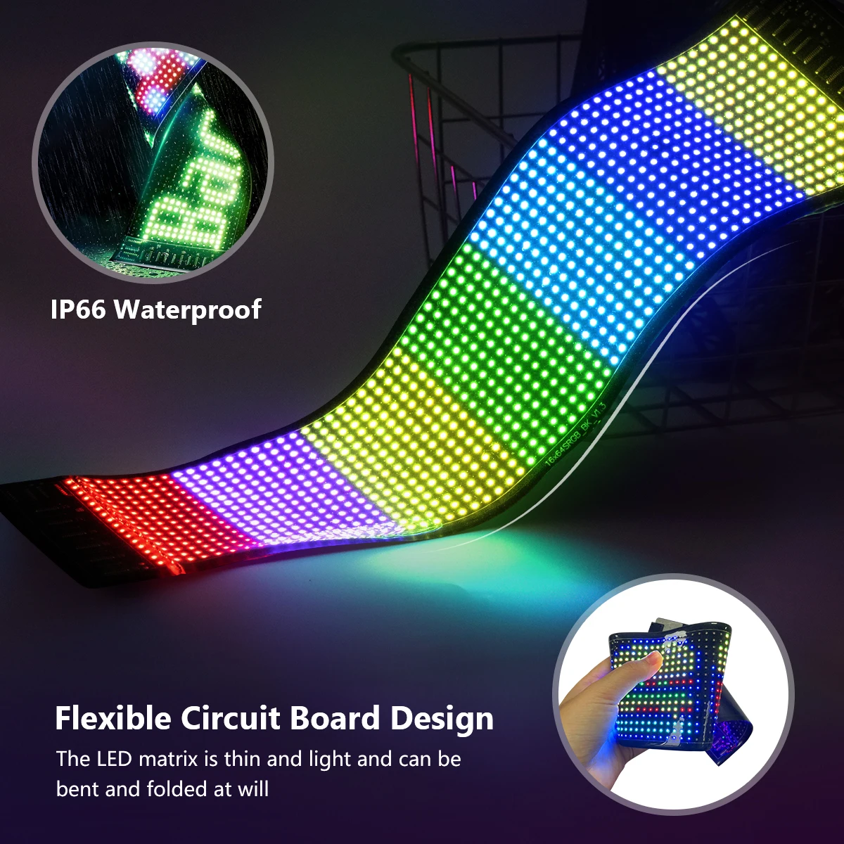 LED Matrix Pixel Panel, Scrolling Bright Advertising LED Signs, Flexible USB 5V LED Car Sign Bluetooth App Control - 2