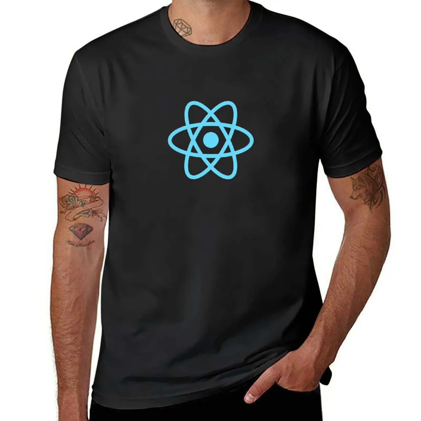 

Футболка ReactJS React.js с официальным логотипом, черная, стандартная мужская одежда