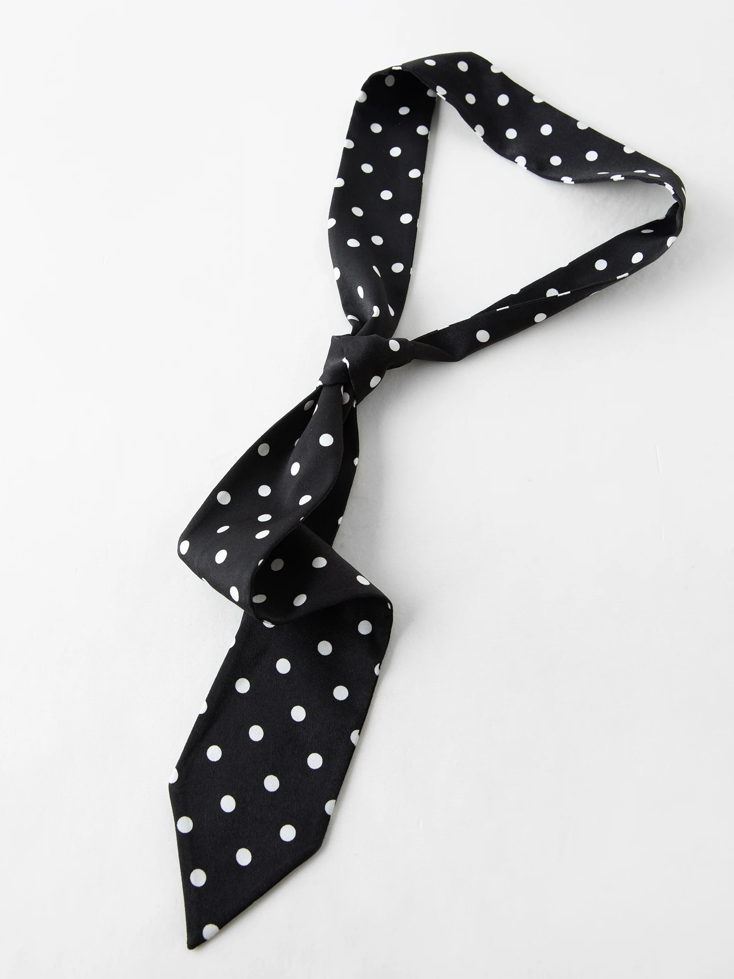 DUSHU 2025 Women's Black Polka Dot Blazer Spring New V-Neck Ribbon Bow Tie Long Sleeve Slim Jacket Retro Office Chic Outerwear