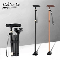 Walking Stick Aluminium Alloy Safety Walking Canes for The Elderly Telescopic with Led Light Folding Walk Crutches Elderly Pole 1