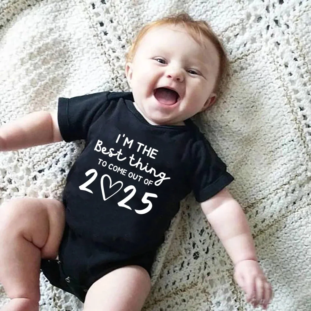 I'm the Best Thing 2025 Newborn Baby Clothes White Cotton Summer Bodysuits for Infants Short Sleeve Boys Girls Romper 2