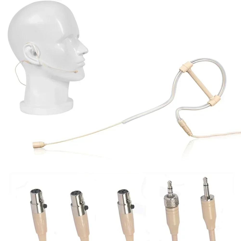 Microfono ad anello singolo con gancio per l'orecchio Condensatore omnidirezionale vivavoce 3,5 mm Spina XLR a 3 pin 4 pin con coperture per microfono