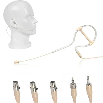Microfono ad anello singolo con gancio per l'orecchio Condensatore omnidirezionale vivavoce 3,5 mm Spina XLR a 3 pin 4 pin con coperture per microfono