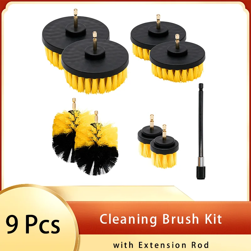 

Набор Щеток Для Чистки дрели, 9 шт., щетка для чистки автомобильного детейлинга, чистящие душевые ванны, плитка для ванной комнаты