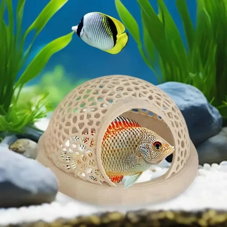 thumbnail image 2 of Floating Betta Hide & Shrimp Cave - 3-in-1 Aquarium Hammock, Feeder Ring & Resting 2 of 6