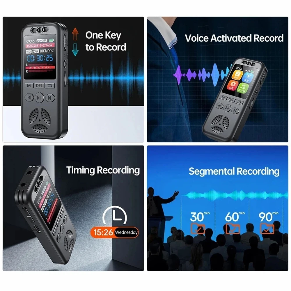 New Digital Audio Voice Recorder MP3 Player Noise Reduction Voice Activated Audio Recorder Sound Recorder For Lecture Interview