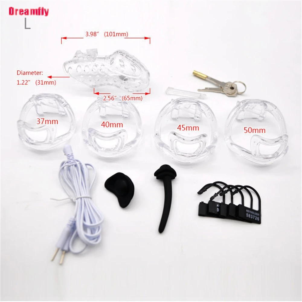 Male Chastity Device Penis Cage Ring Ball Lock Electro BDSM Restraint Toy
