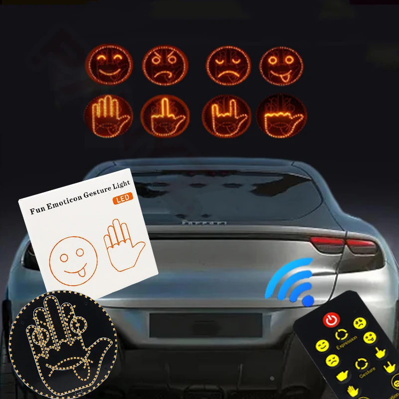 Car Finger Expression Light Remote Control Led Lighting Gesture Light Road Rage Middle Finger Gesture Palm Accessories