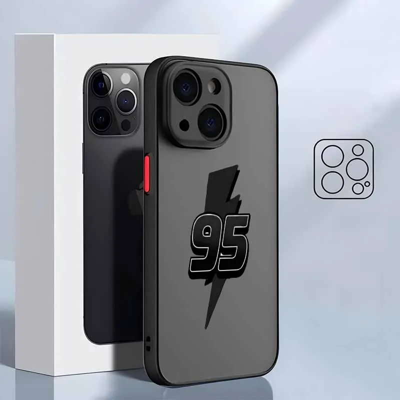 Frosted Translucent Soft Phone Case Featuring L-Lightning M-McQueen Design