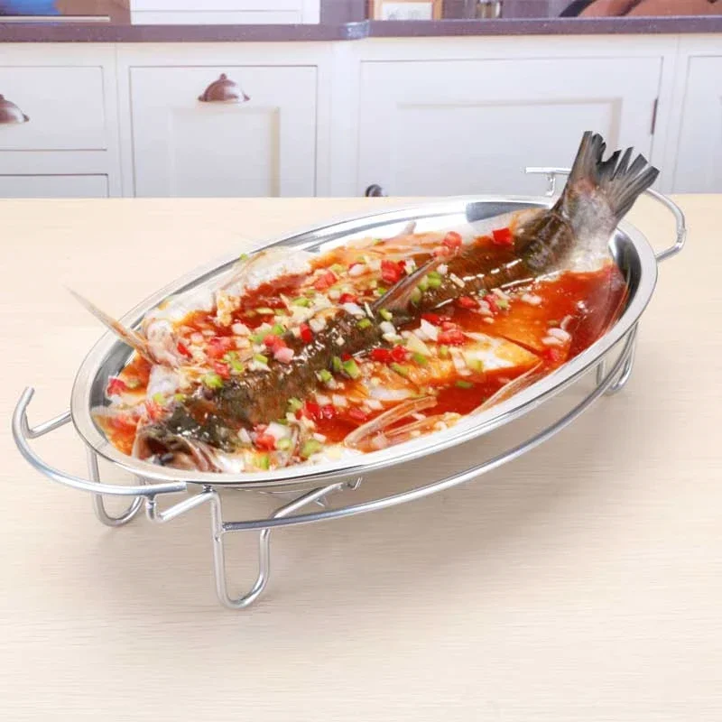 Fish grill Commercial grilled fish plate Oval baking tray Alcohol heater Egg shaped heating plate Simple fish Dinner