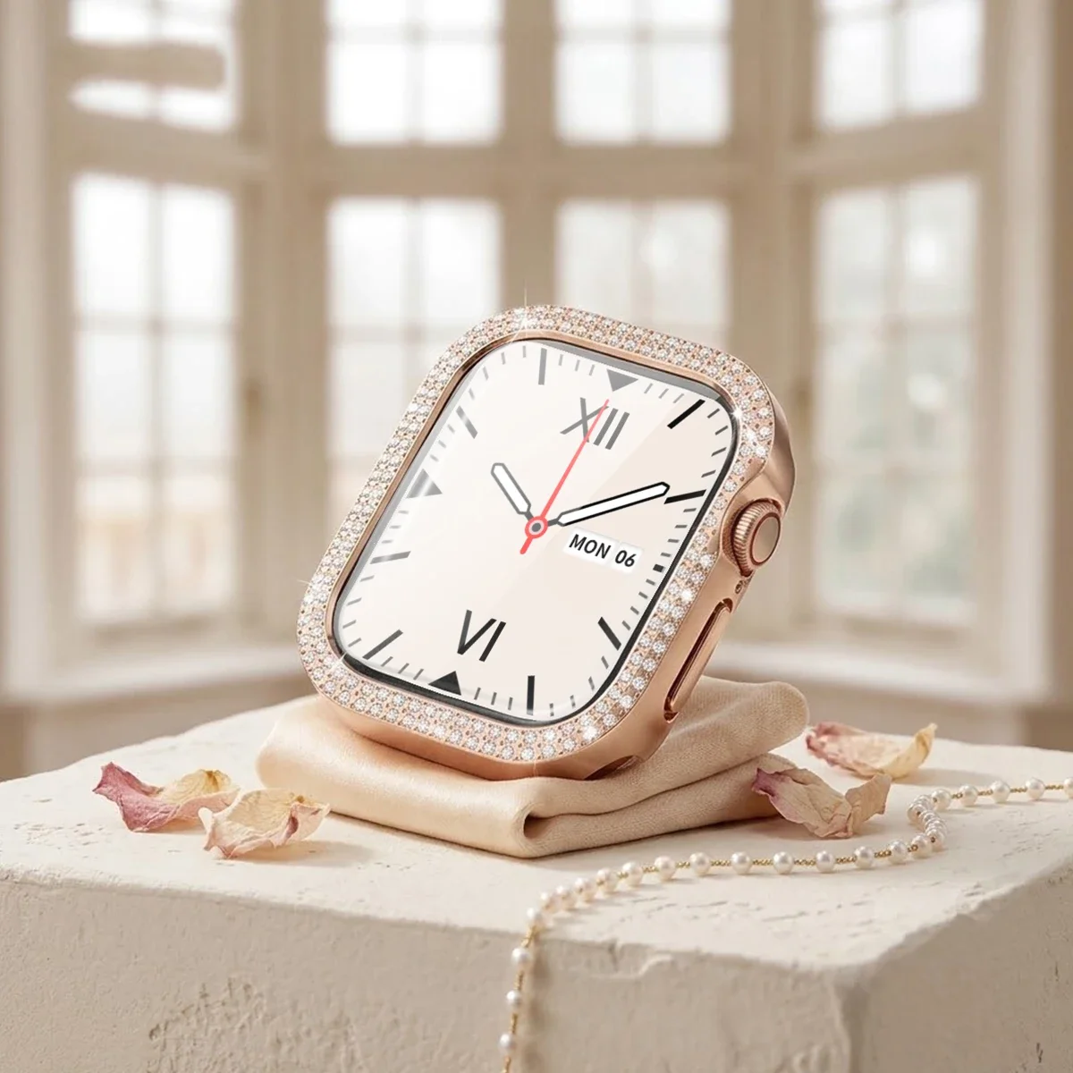 Diamond-Embellished Apple Watch Case with Screen Protector