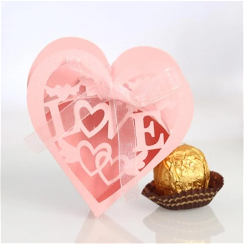 25/50/100pcs Heart Shaped Candy Boxes with Love Cutouts, Valentine’s Day Favor Packagin... - SKU HSCB1023 - UGI Packaging
