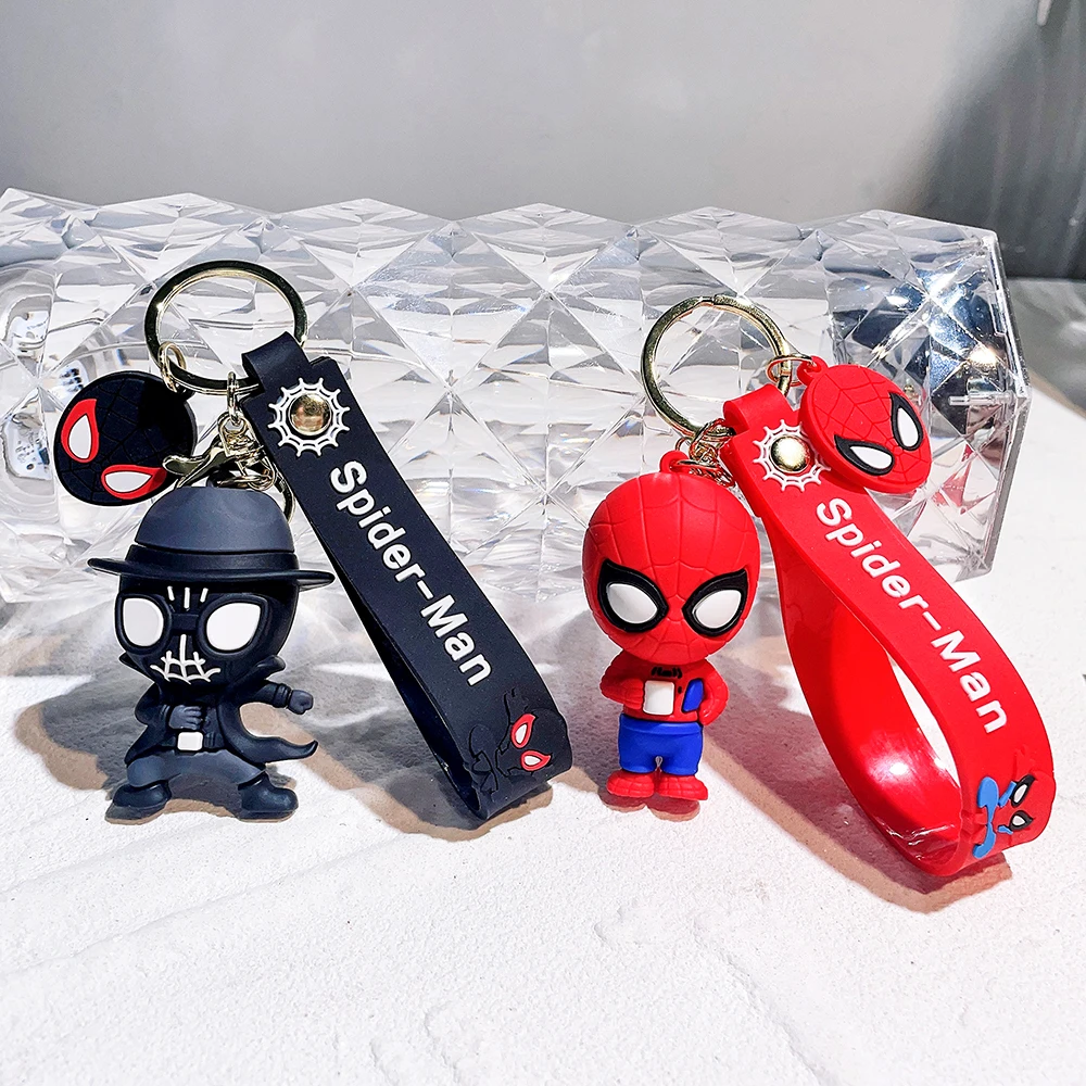 

Marvel Black Spiderman Keychain Cartoon Lovely Superhero Figure Keyring Fashion Couple Bag Car Key Chain Pendant Children Gift
