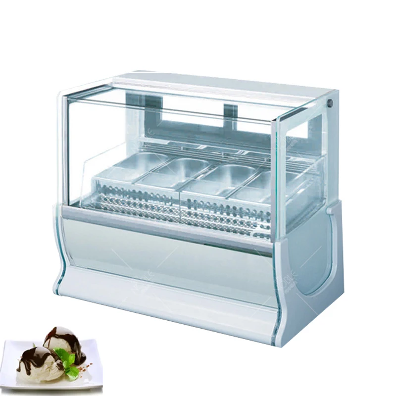 

Commercial Ice Cream Display Cabinet Square Freezer Ice Porridge Freezer 6 Round Barrels Hard Ice Cream Storage Machine