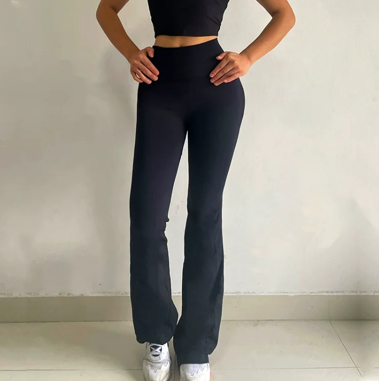

High Waist Slim Flare Pants Women's Warm Keeping Running Tight Sports Pants Hip Lifting and Abdomen Shrinking Plush Yoga Pant