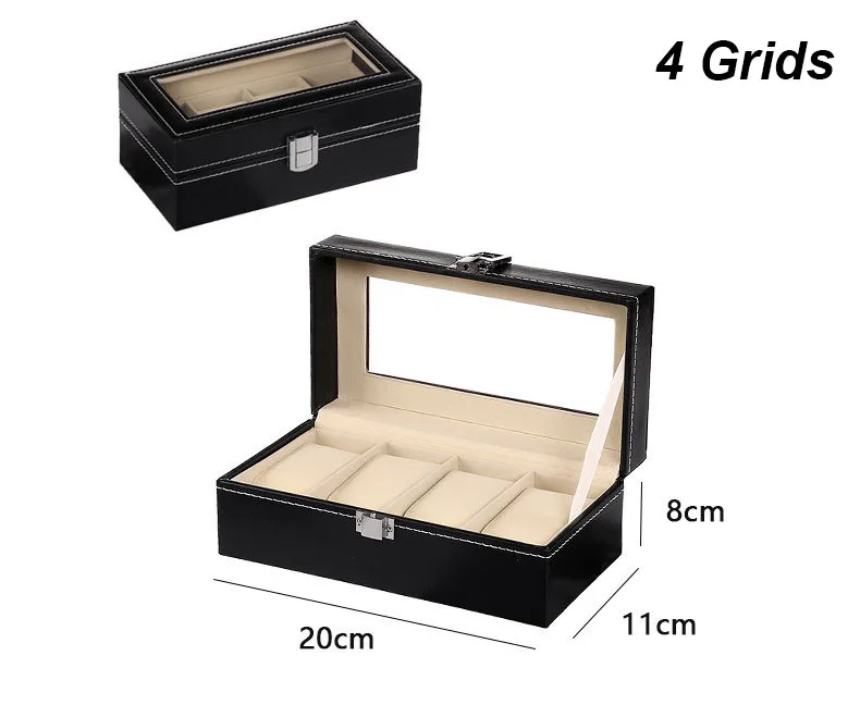 Multiple Slots Luxurious PU Watch Box 2/3/4/5/6 Grids Jewelry Ring Earrings Organizer F... - SKU PWB00958 - UGI Packaging