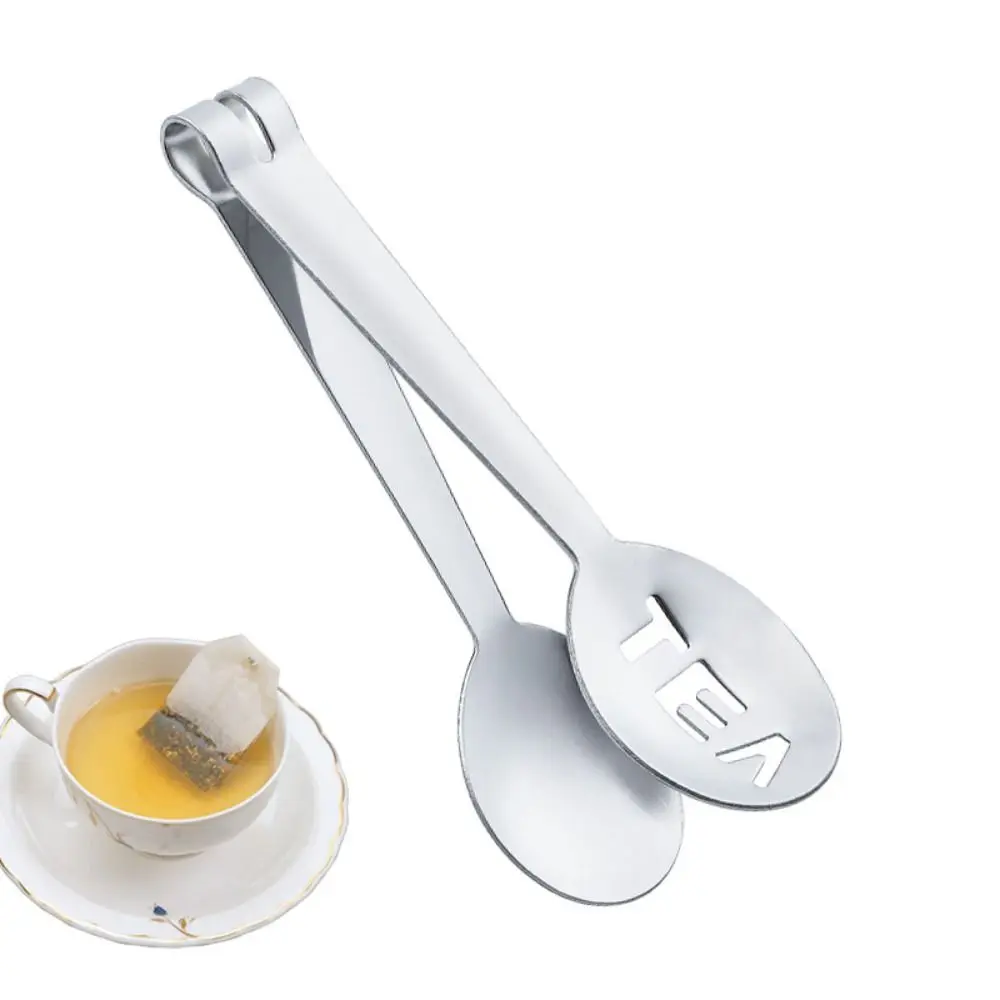 12.3/17cm Stainless Steel Tea Bag Clip Tongs Teabag Squeezer Tea Leaf Strainer Holder Grip Spoon Mini Sugar Lemon Ice Cube Clip