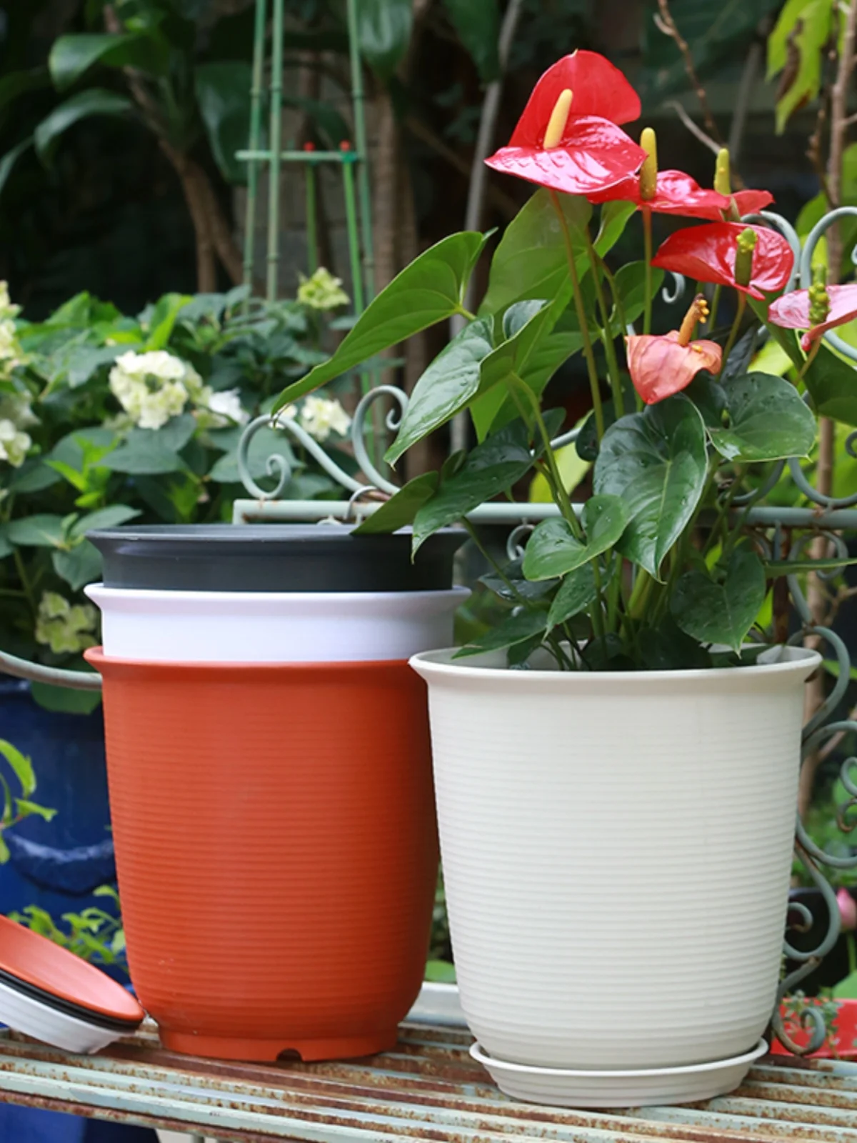 Large Size Resin Nordic Plastic Flower Pots Indoor Outdoor Cerc Simulation Plant Pots for Balcony Living Room Corridor