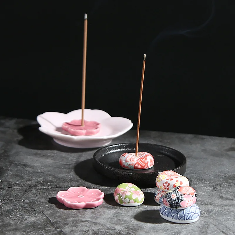 Ceramic Incense Stick Japanese Style Cherry Blossom Broad Bean Incense