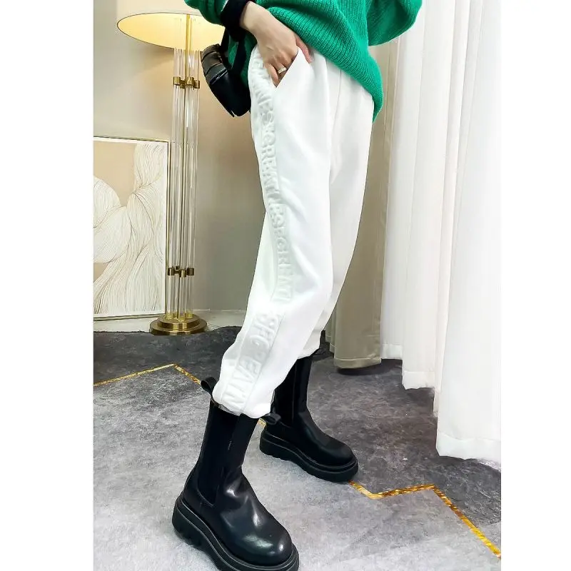 Women's Autumn Winter Letter Y2K High Waisted Pants Fashion Casual Versatile Lady Trousers Loose Slim Trendy New Female Clothes