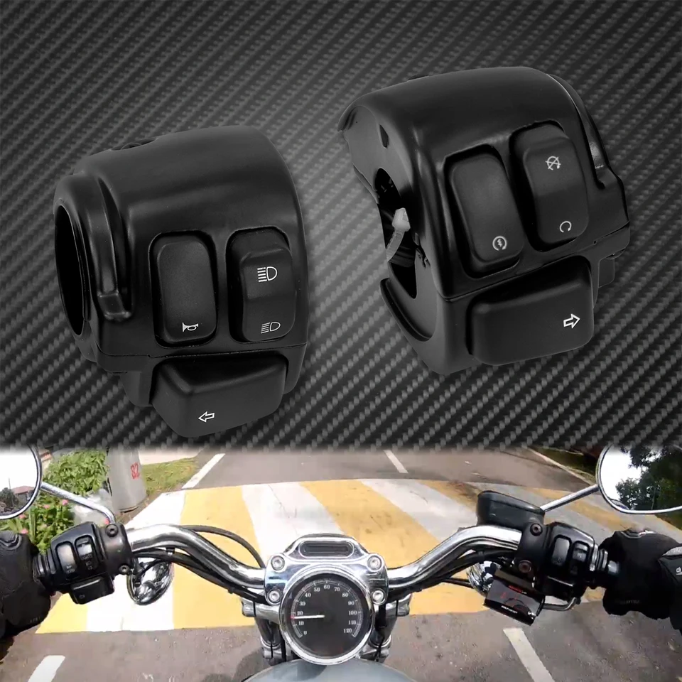 Anzene Phare De Moto Clignotant Noir Boîtier Interrupteur 1 "Guidon