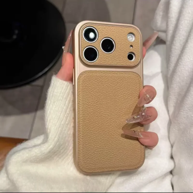 Luxury Matte Candy Color Leather Plating Phone Case - Business Shockproof Armor Cover