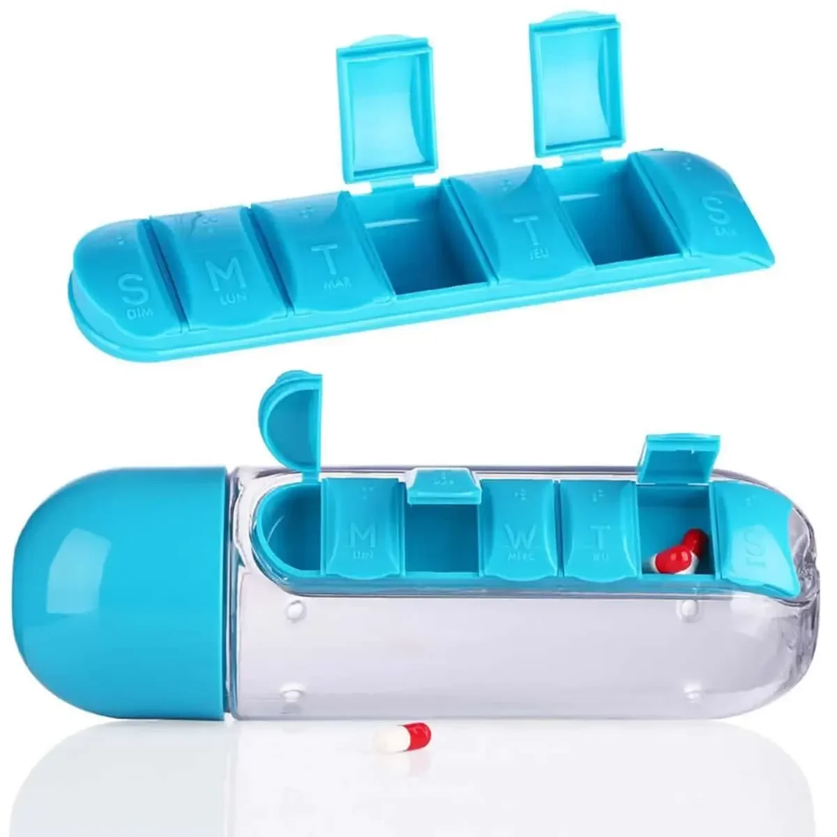 Portable Two-in-One Medicine Box and Water Bottle for Outdoor Activities