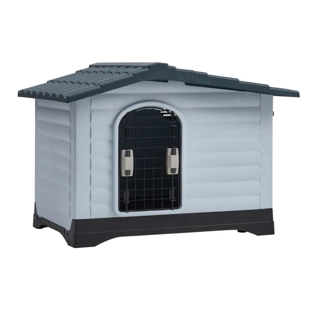 Tieker Outdoor Large Plastic Dog House Weatherproof with Skylight and Door Removable and Washable Kennel Villa