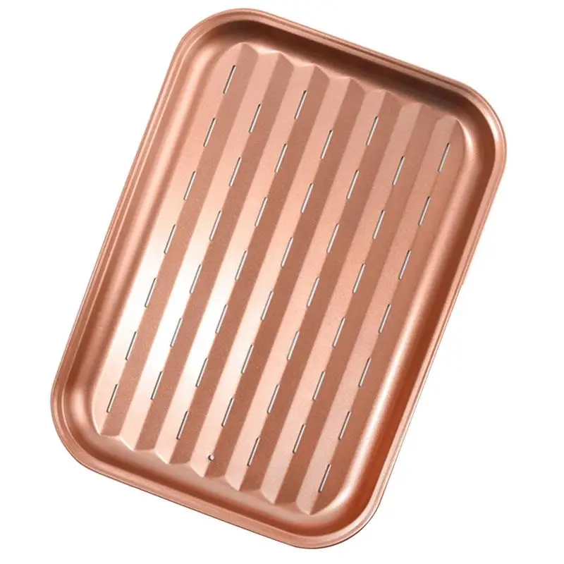 Barbecue Rectangle Pizza Pan Hole Design Sturdy Carbon Steel Baking Tray Non-stick Baking Dish Grill Kitchen Tool BBQ Tray