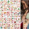 30Sheets Christmas Cartoon Pattern Tattoo Stickers,Waterproof Temporary Tattoos,Sleigh Santa Clau Christmas Tree Snowman Pattern 1