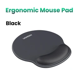 Ergonomic Non-Slip Memory Foam Mouse Pad with Wrist Support - 25x22.5cm (Black)