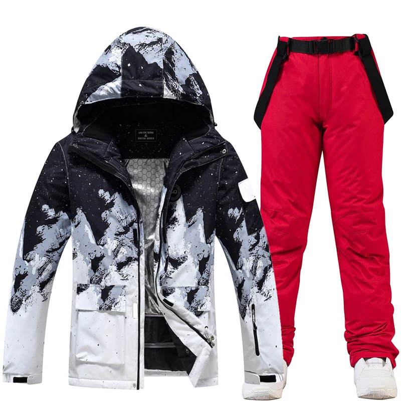 Ice Snow Suit Wear Snowboarding Clothes Winter Waterproof Outdoor Costumes Ski Set Jackets + Strap Pants For Man and Woman ski wear