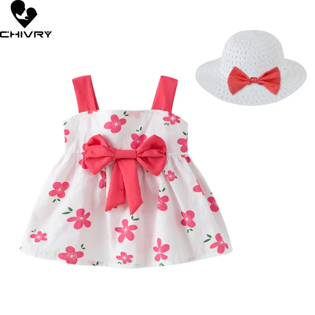 

Girls Fashion Summer Dress New 2023 Baby Girl Sweet Bowknot Floral Sleeveless Princess Dresses Kids Casual Clothes Vestidos
