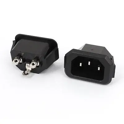 

AC 250V 10A Panel Mounted IEC320 C14 3 Pins Power Plug Adapter Connector 2 Pcs
